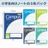 KOKUYO Notebook Campus Notebook Purpose B5 5mm Grid 10mm Solid Line Blue 5 Color Pack No-30S10-5X5B