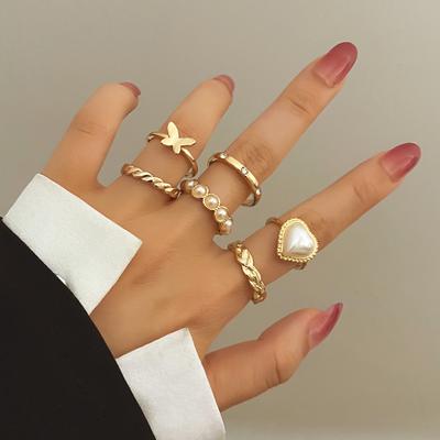 Luxurious and Elegant Women's Ring Jewelry Party Popular Street Ring Set