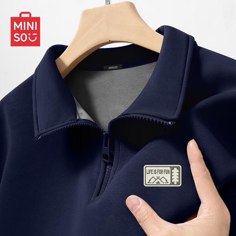 

MINISO Men s Fleece-Lined Half-Zip Stand-Collar Sweatshirt XL