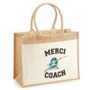 Sac De Plage - PLANETEE - Merci Coach Escrime - Coton - Beige - Grande Contenance