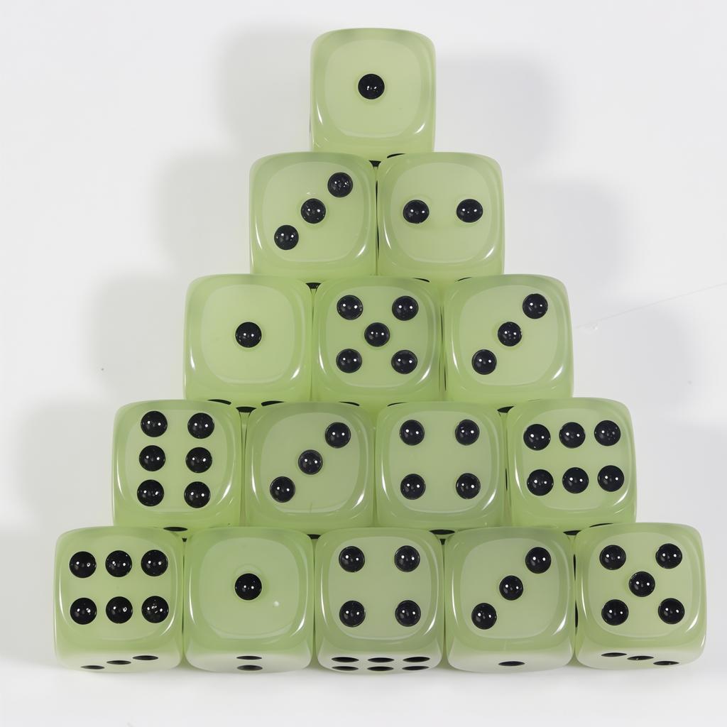 10pcs 14mm D6 Dice Glow-in-dark Tabletop Game Entertainment Dice for Party Game DND TRPG