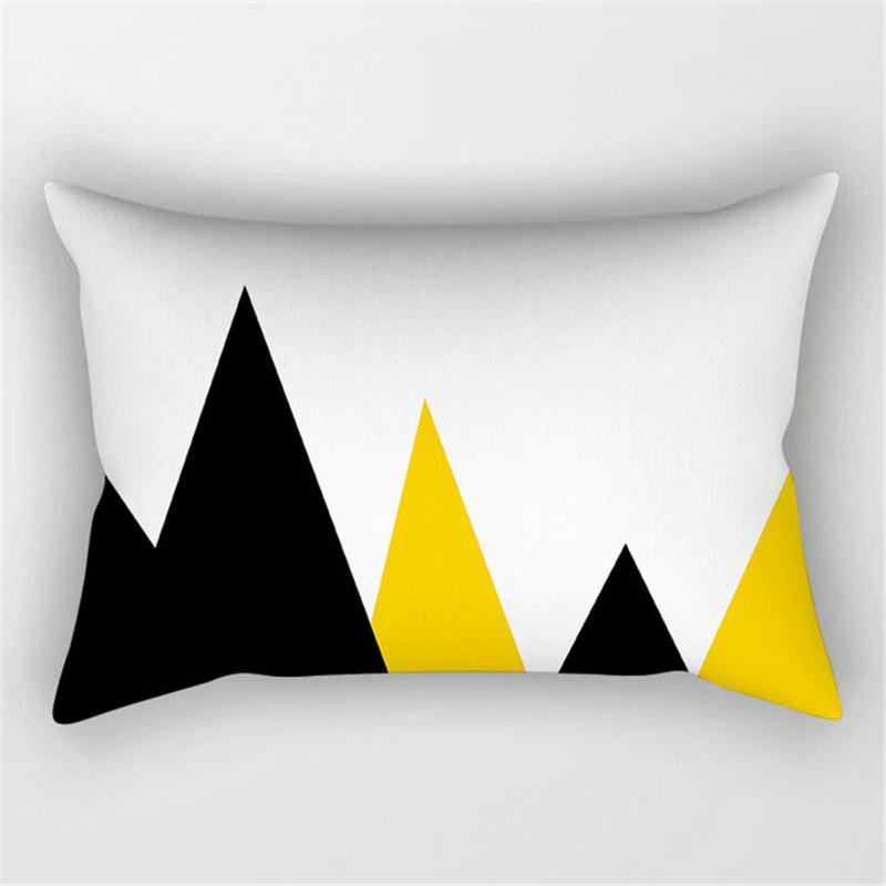 XUNYU Rectangular Polyester Print Pillowcase Yellow Geometry Home Cushion Cover Waist Pillowcase Car Chair Pillow Cover CE02