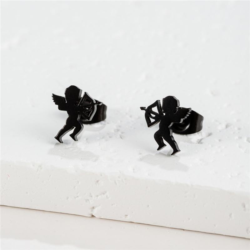Stainless Steel Cupid Angel Stud Earrings Women Girls Jewelry Earring Pendientes Valentine's Day Lover Gifts
