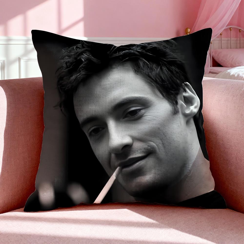 Celebrity H-Hugh Jackman Cushion Cover Breathable Linen Pillowcase Summer Odorless Eco-Friendly Invisible Zipper Washable