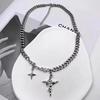Unisex Trendige Sternenexplosion Kreuz Halskette - Hip Hop Cool High-End Schlüsselbeinkette Choker für Männer und Frauen