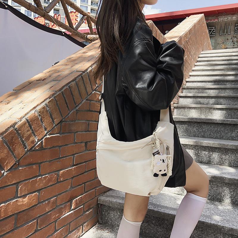 Нейлоновая сумка женская однотонная сумка через плечо большая вместительная сумка через — фото 16