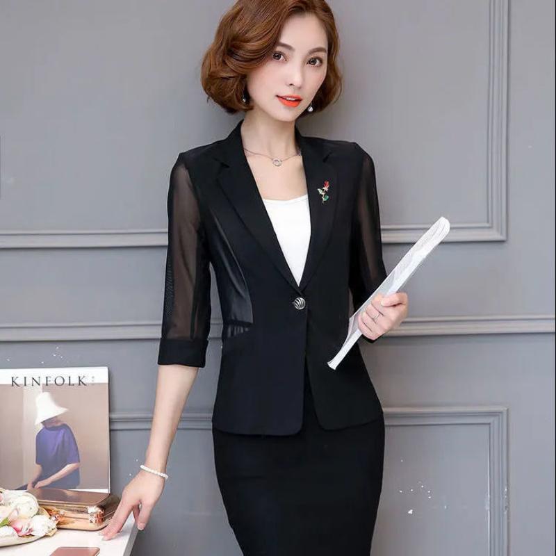 Small Suit Jacket Women's Spring and Summer All-match Solid Color Fashion Temperament Outer Wear Suit Short Tops Sunscreen Shirt