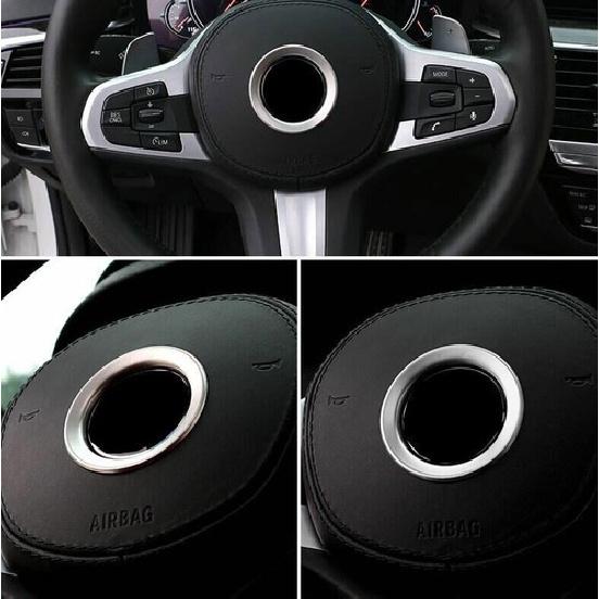 For BMW 5 Series G30 2018- Silver Steel Steering Wheel Cover Panel Trim