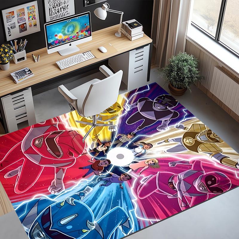 Mighty Morphin Power Rangers Pattern Rug, Indoor/Outdoor Mat, for Picnic, Gameroom, Bedroom, Office, Living Room, Home Decor Carpet, Birthday Gift