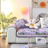 Ice Silk Fabric Sofa Cover Spring and Summer Purple Floral Pattern Sofa Cushion Living Room Anti-slip Slipcover Home Decoration