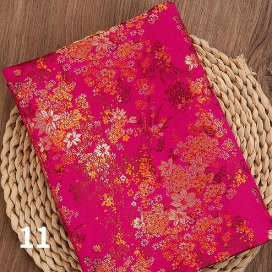 75*100cm Faux Silk Satin Fabric Brocade Damask Embroidery Floral Dress Sew Craft