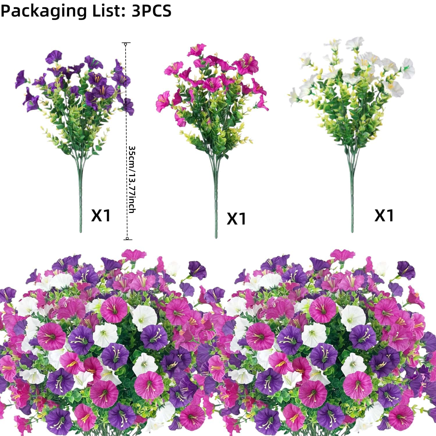 

Artificial Flowers Outdoor Weatherproof and Windproof Fake Plants - Vibrant color -Balcony Patio Flower Box Wedding Decor