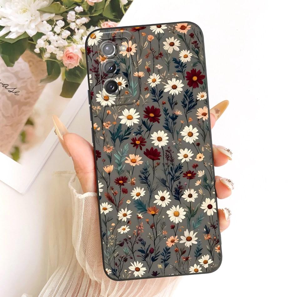 Für Samsung Galaxy S20 S20+ S20FE Niedliche Katze Blume Handyhülle Für Samsung S 20 S20 FE 4G 5G Stoßfeste Weiche Silikon-Stoßfänger