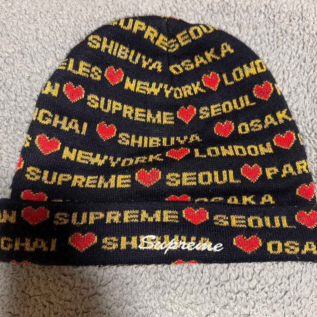 Used Supreme Cities Jacquard Beanie Knit Hat Black