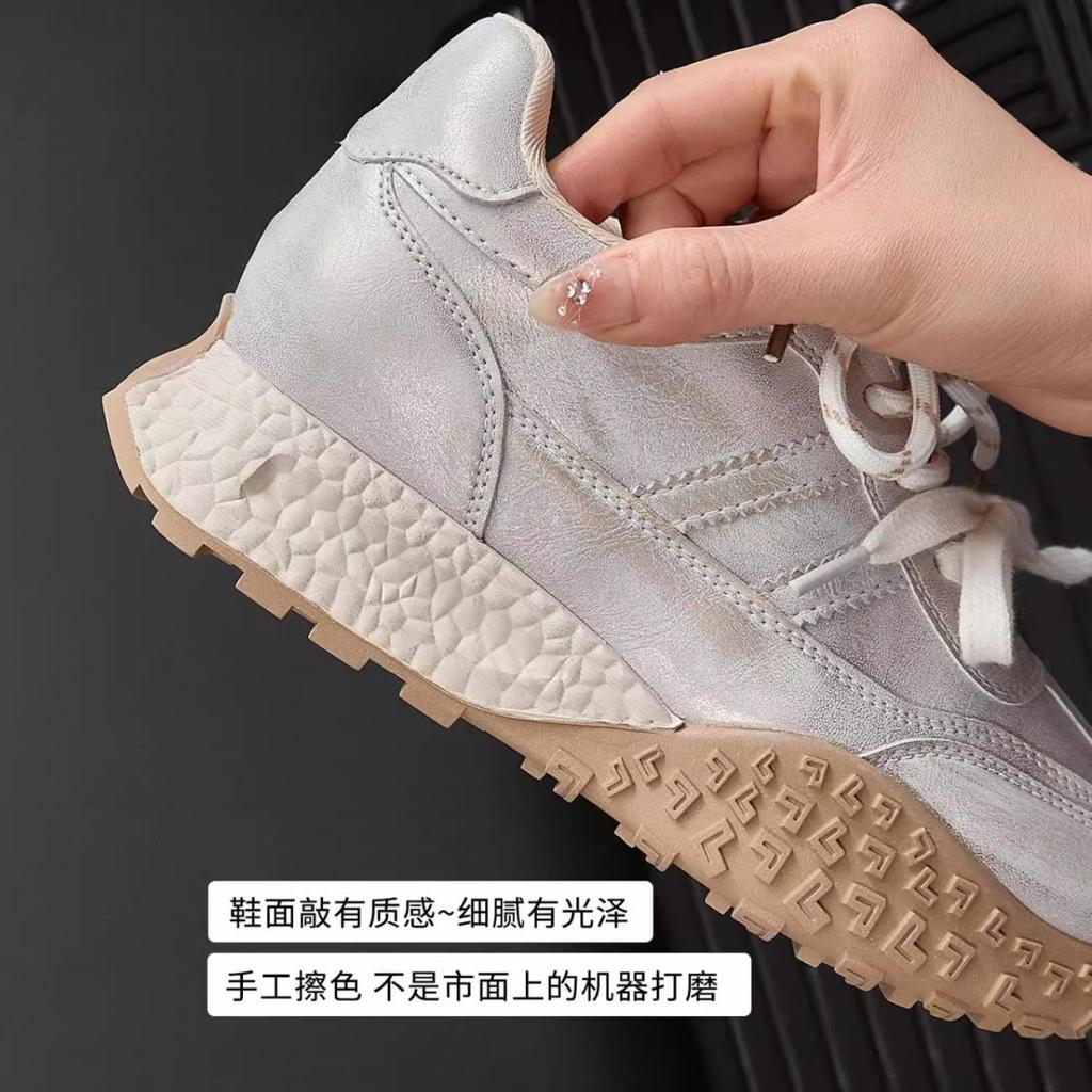 Platform-soled German Training Shoes Women's Spring 2025 New Versatile Retro Sports and Leisure Shoes Design Sense Polished White Shoes