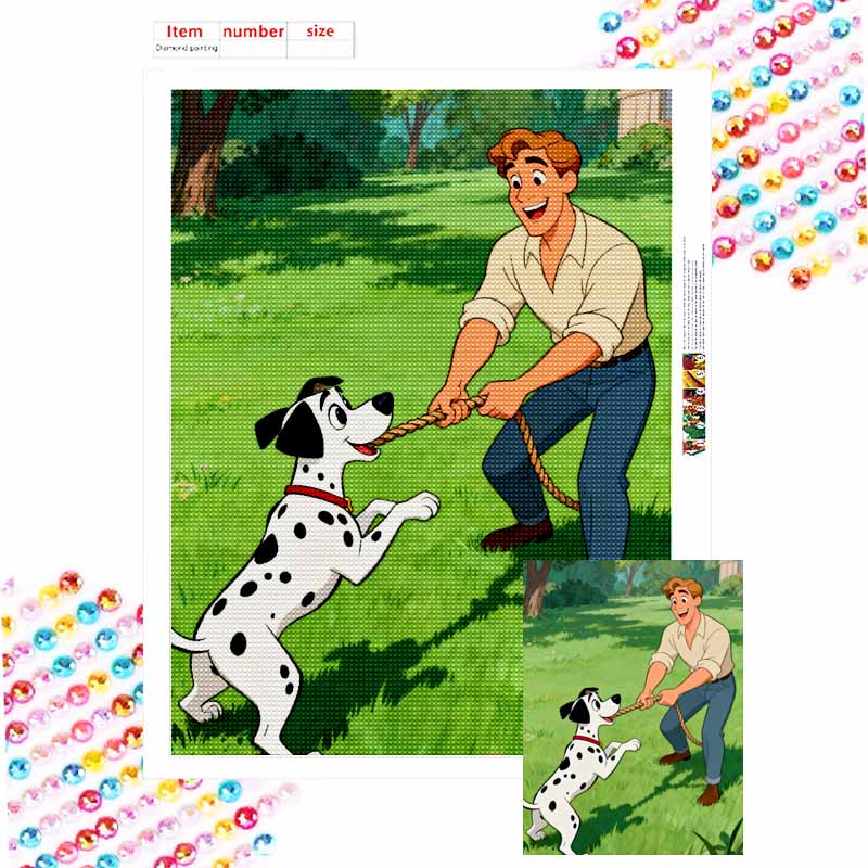 Disney 101 Dalmatians Pongo Roger 5D handmade diy diamond painting, home wall decoration Round 20x30cm