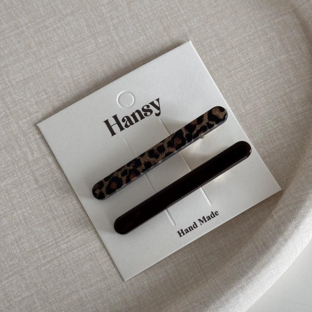 2Pcs Coffee Leopard Print Hairpin Side Clip Side Bangs Clip Temperament Love Duck Bill Clip Female Word Hairpin Hair Accessories