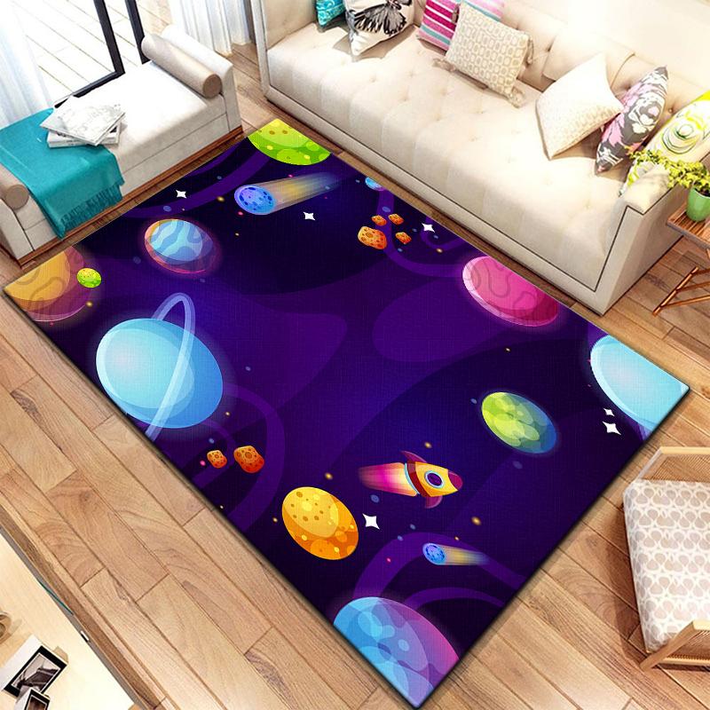 Cartoon  Astronaut Beautiful Painting Carpet for Living Room Large Area Rug Black Soft Carpet Home Decoration Mats Boho Rugs
