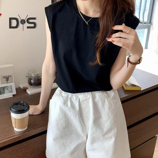 Women Summer T-shirt Round Neck Cap Sleeve Solid Color Tee Shirt Solid Color Loose Fit Casual Tops Daily Wear