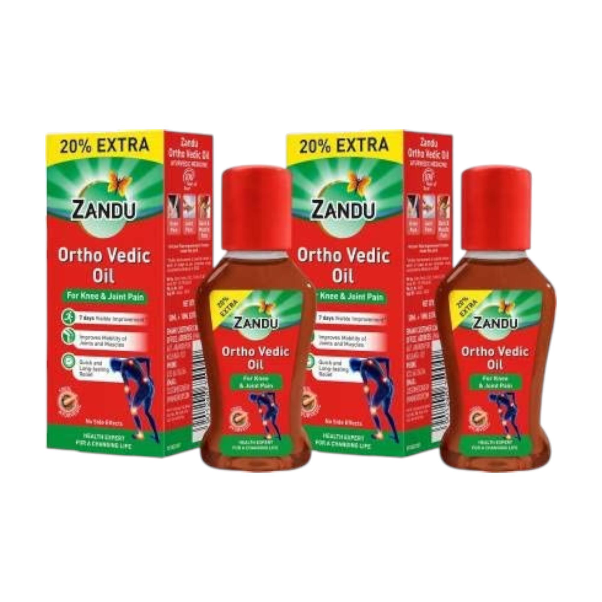 

ZANDU Ortho Vedic Oil 2 x 60 ml Pack of 2 | Knee & Joint Mobility Relief Oil with 20% Extra