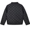 Thin Short Rhomboid Winter Jacket with Turn Down Collar