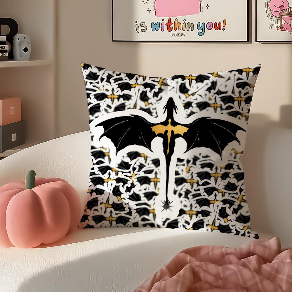 Epic Fantasy Fictional FFourth WWing Dragon Cushion Cover Pillowcase Short Plush Invisible Zipper Room Sofa Cushion Cover