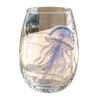 Unique Coastal Style Drinking Glass 12oz Octopus Water Cup Embossed Design Hand Painted Marine Cup for Ocean Lovers Home Bar Decor Decorative Theme