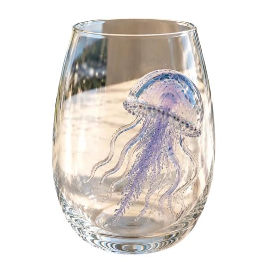 Unique Coastal Style Drinking Glass 12oz Octopus Water Cup Embossed Design Hand Painted Marine Cup for Ocean Lovers Home Bar Decor Decorative Theme