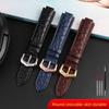 18-11mm 20-12mm Crocodile Genuine Leather Watchband For Cartier Blue Balloon Wsbb0025 Bracelet Watch Men's Women's Replace Strap