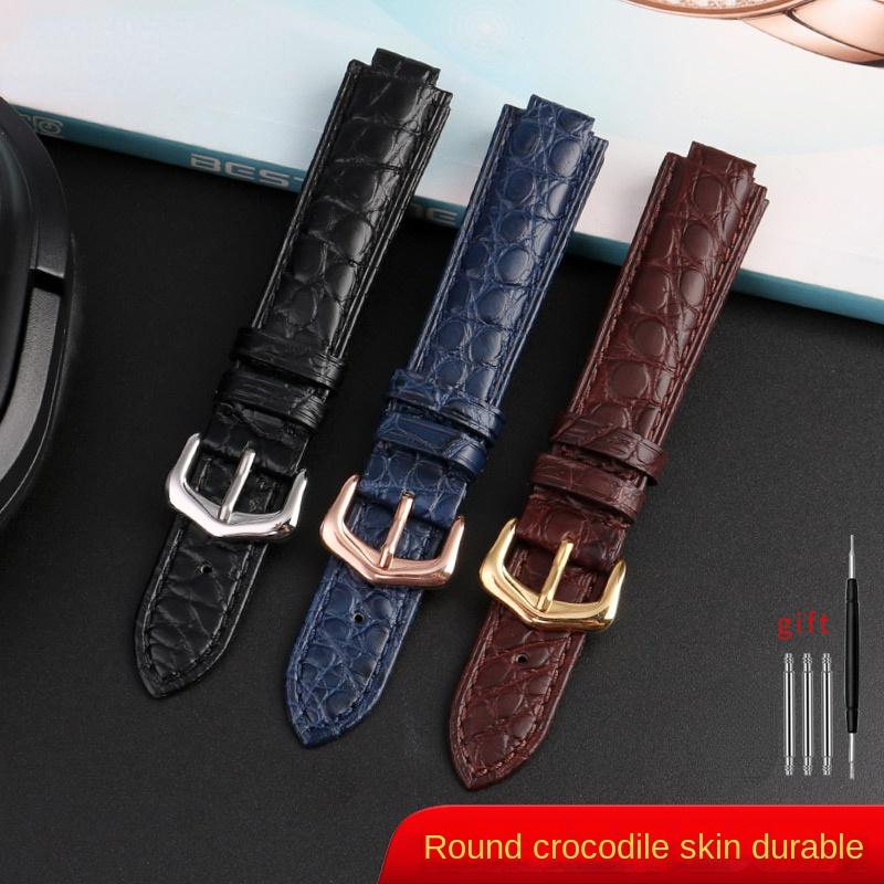 18-11mm 20-12mm Crocodile Genuine Leather Watchband For Cartier Blue Balloon Wsbb0025 Bracelet Watch Men's Women's Replace Strap