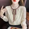 Women's Plus Size Fleece-Lined Chiffon Lace Top - Autumn/Winter Warm, Versatile & Stylish
