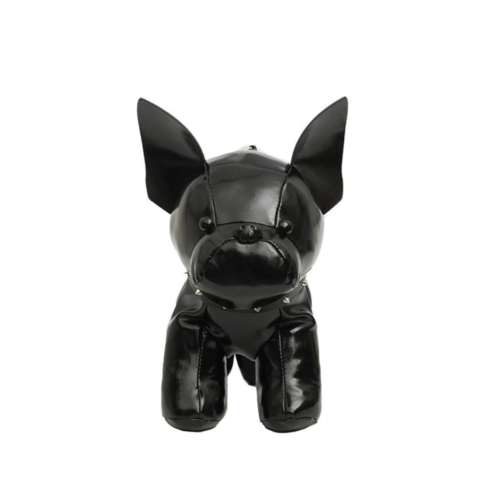 Sac à bandoulière réglable pour chien Fermeture éclair Sac messager en forme de bouledogue Matériau en cuir Portefeuille Sac fourre-tout en cuir PU