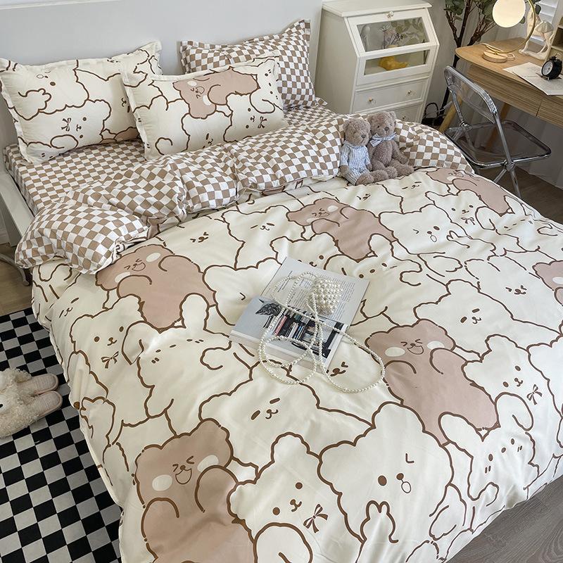 Small Fresh Four-piece Bed Sheet Set Quilt Cover Set Single Dormitory Three-piece Set Skin-friendly and Comfortable Bedding