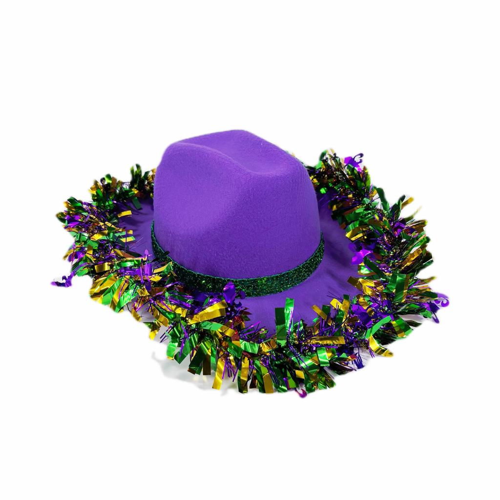 Western Hat with Purple Gold Trim for Costume Party