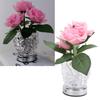Rose Tischlampe Exquisite elegante kabellose LED-Kunstblumen-Touch-Lampe mit klarer Kristallvase