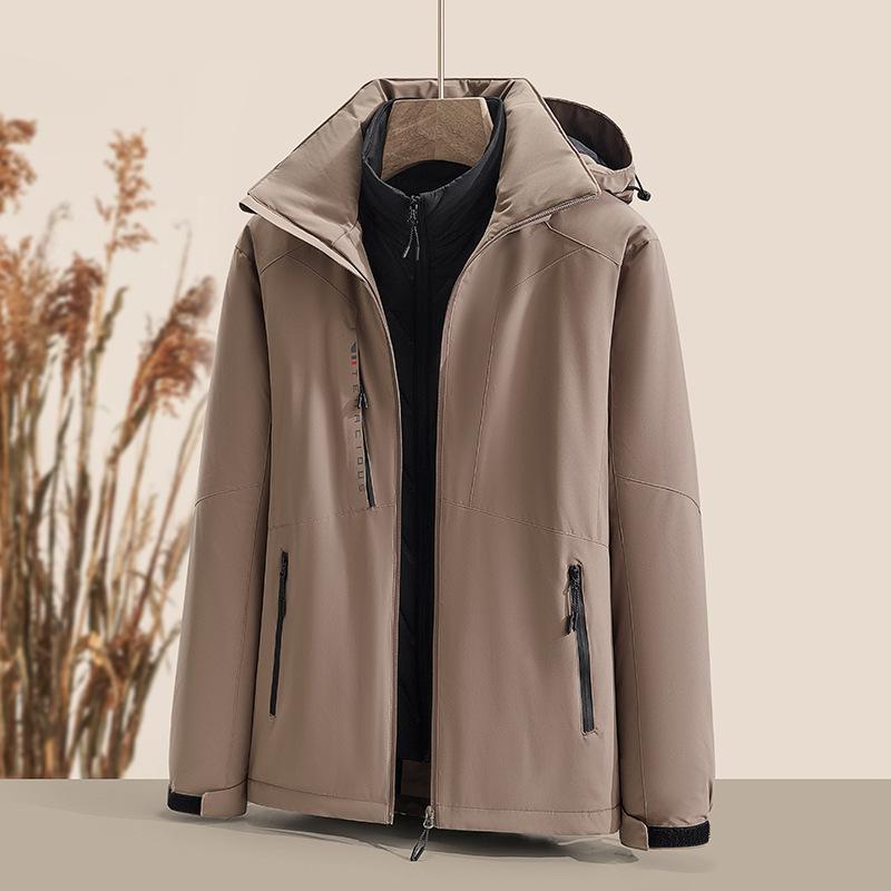 Two-piece Cotton Coat Set for Men Plus Fleece for Men, Winter Warm Three-in-one Jacket and Vest Two-piece Set for Couples