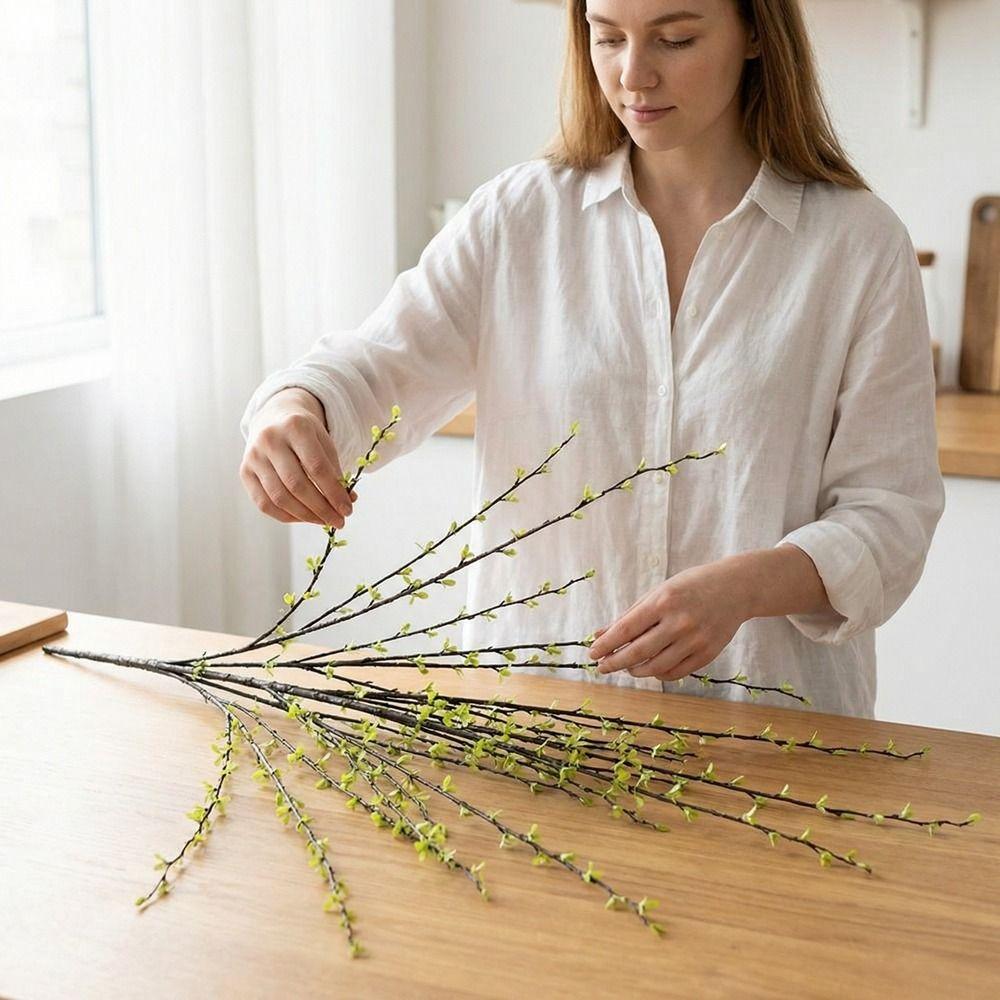 Floating Branch Willow Sprout Plants Real Touch Green Plum Bouquet Simulation Green Plant Homestay