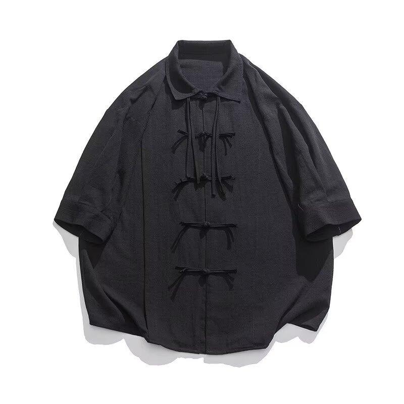 China-Chic Men'S Wear Chinese Style Shirt Men'S Button Shirt Cool Bamboo Leaf Embroidery Republic Of China Tang Suit