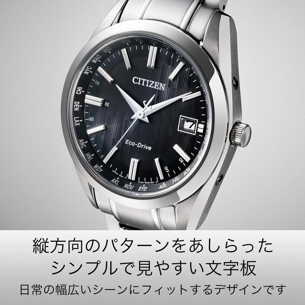 [Citizen] Wristwatch, Light-powered Eco-Drive, Radio-controlled, Waterproof, Black, CB0261-53E, Men's, Silver