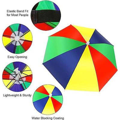 Chapéu Guarda-chuva para Cabeça Faixa Elástica para Cabeça Guarda-chuva Impermeável Protetor Solar Chapéu Guarda-chuva com Aba Ajustável para Camping Pesca Golfe