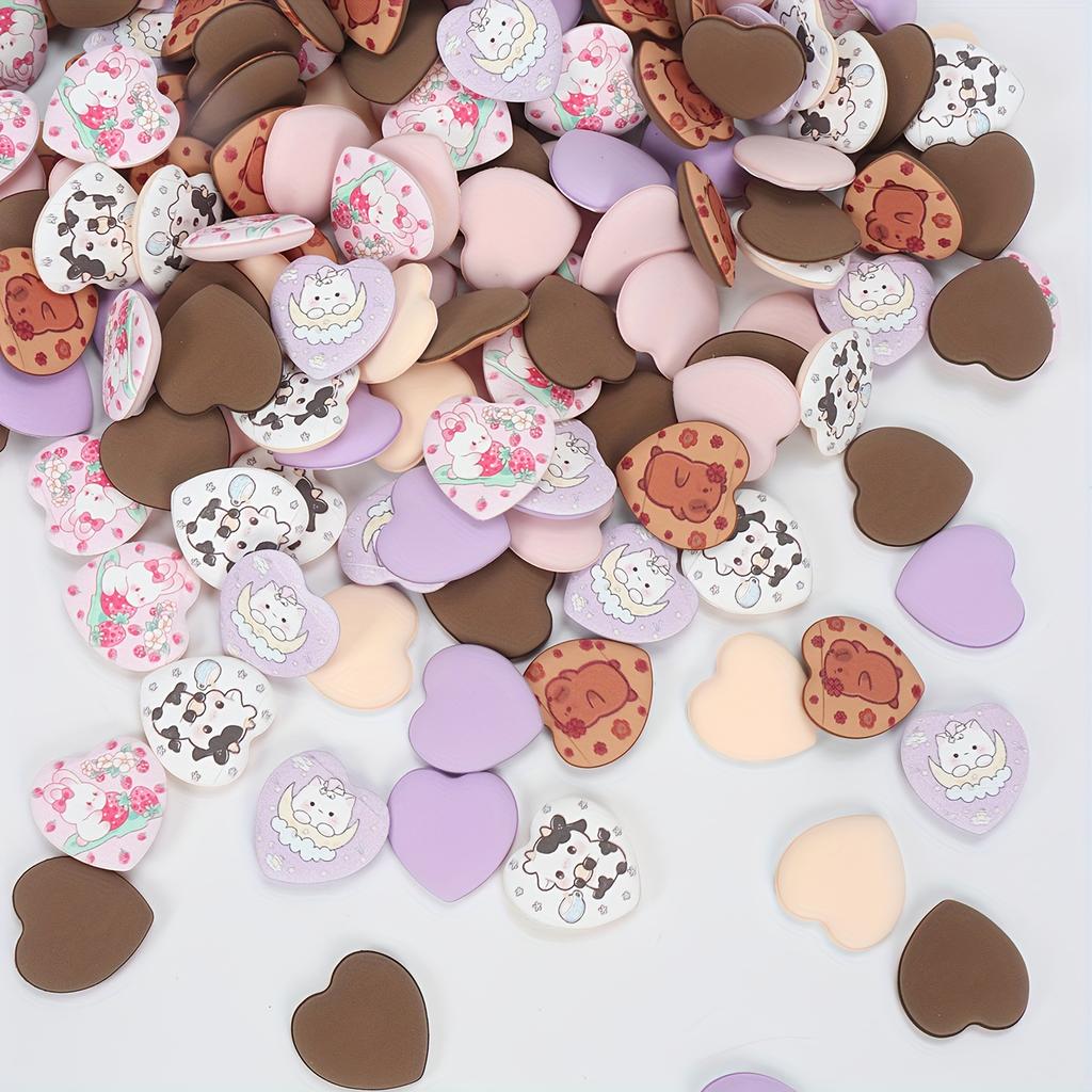 Printed Heart-Shaped Makeup Sponges, for Beauty and Makeup, Mixed Use with BB Cream, Liquid Foundation, and Concealer. Especially Suitable for Coverin