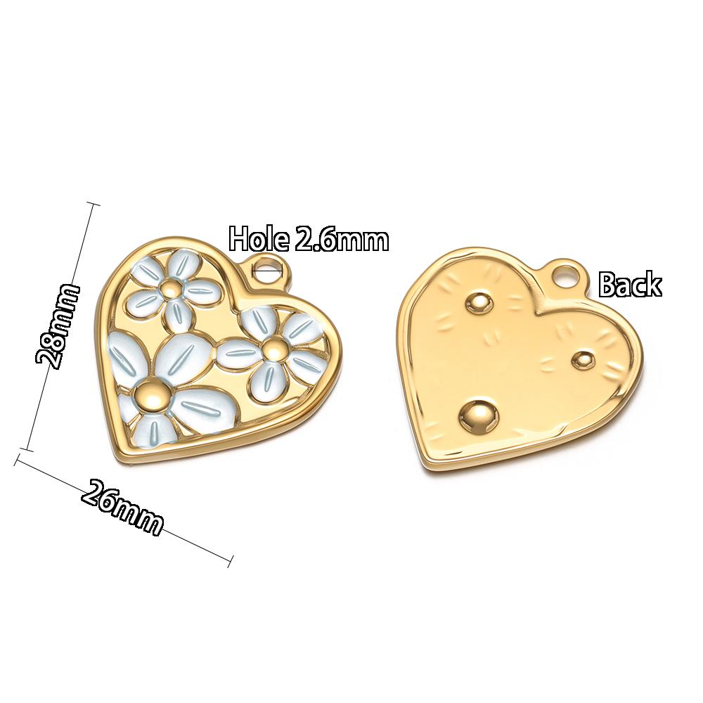 4pcs Stainless Steel Daisy Enamel Flower Hearts Charms for DIY Girls Jewelry Findings Women Necklace Pendants Earrings Making