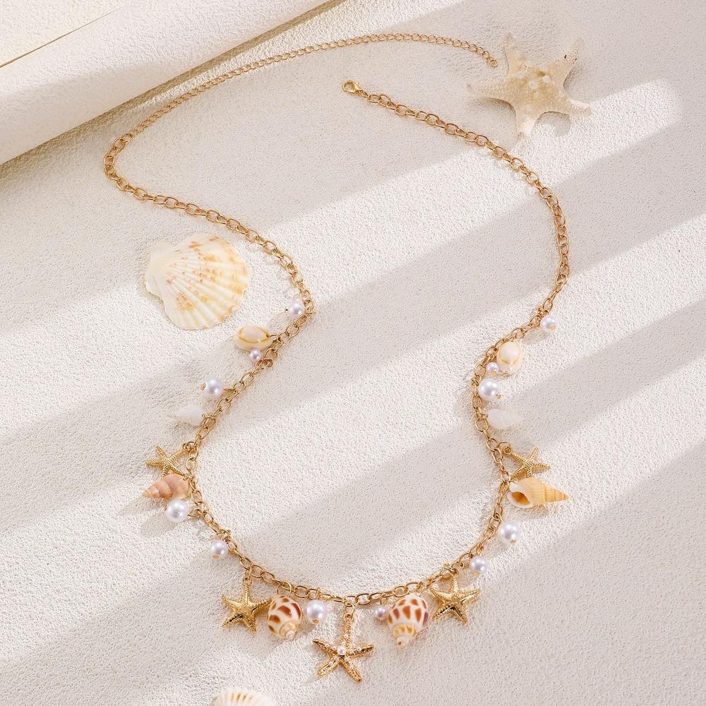 1 Pcs Natural Seashells Beach Jewelry Summer Bohemia Ocean Elements Necklace Starfish