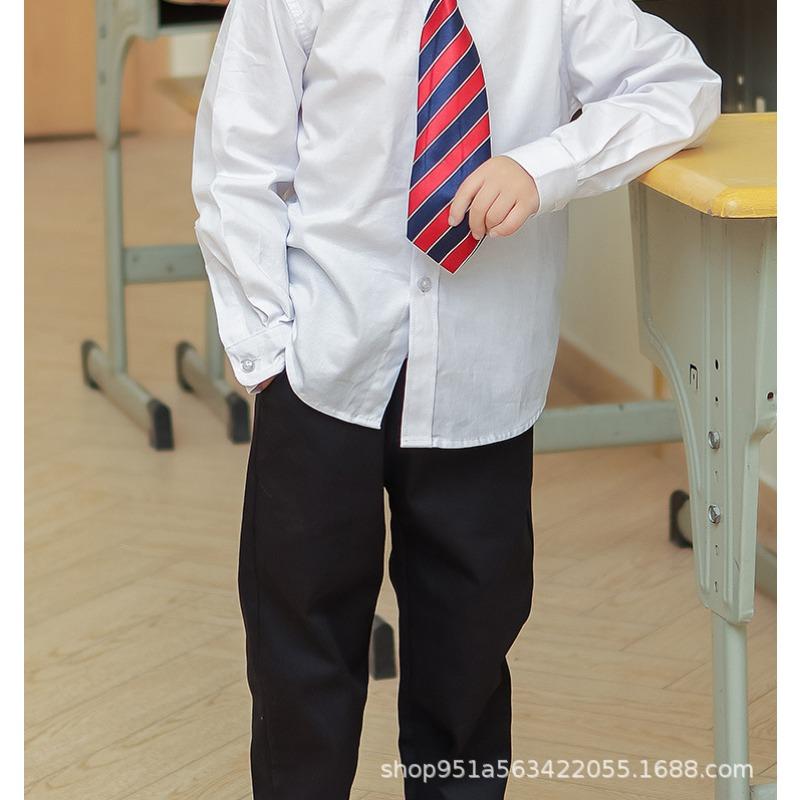 Boys Girls Kids Elastic Waist Solid Casual School Uniform Long Suit Pants