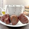 Pack of 6Pcs Artificial Steak Keychain Key Holder Bag Charm For Key Organization and Backpacks Keychain Accessories