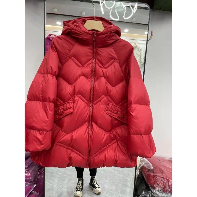 New women's clothing, simple temperament hooded down jacket women, coat, loose casual large size
