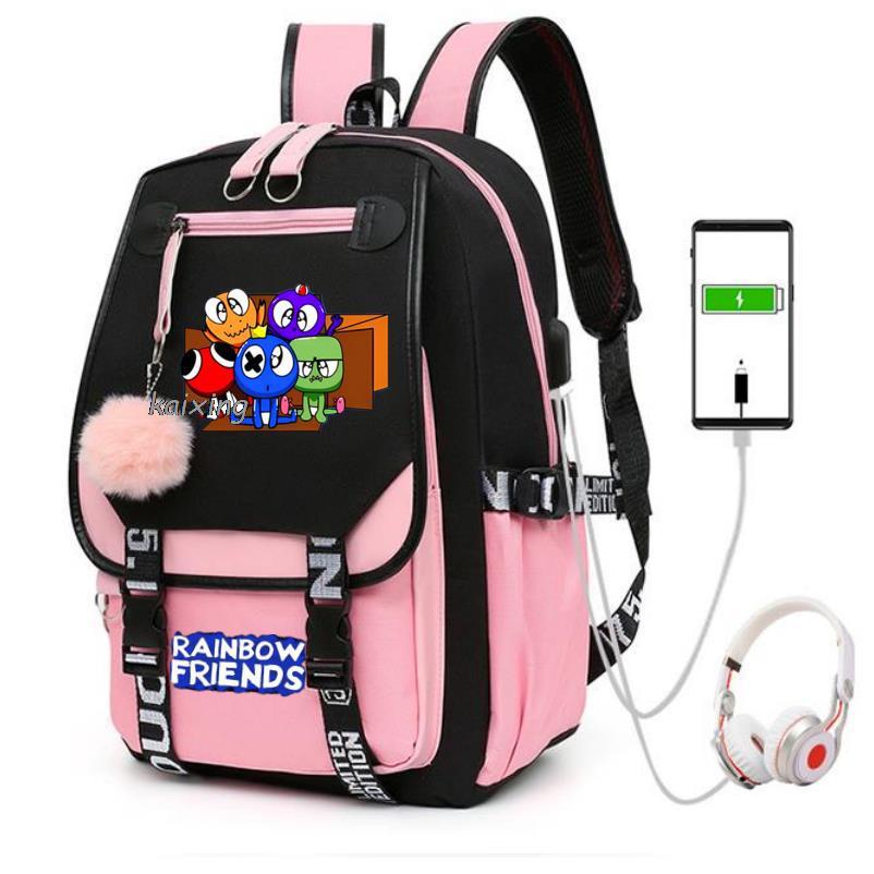 Usb Girls Backpack Rainbowfriends School Bag Young Ladies Travel Bag