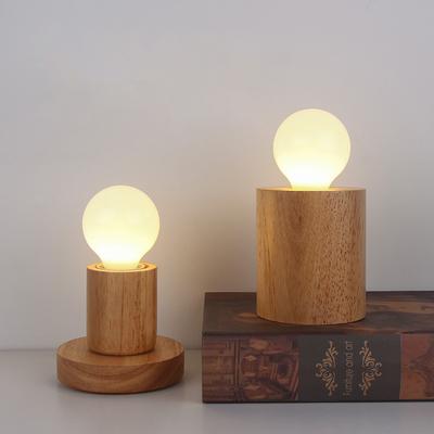 Retro Holz Tischlampe E27 Fassung Vintage Schreibtischlampe Sockelhalter Holzsockel Tischleuchte 220V Nachttischlampe Deko