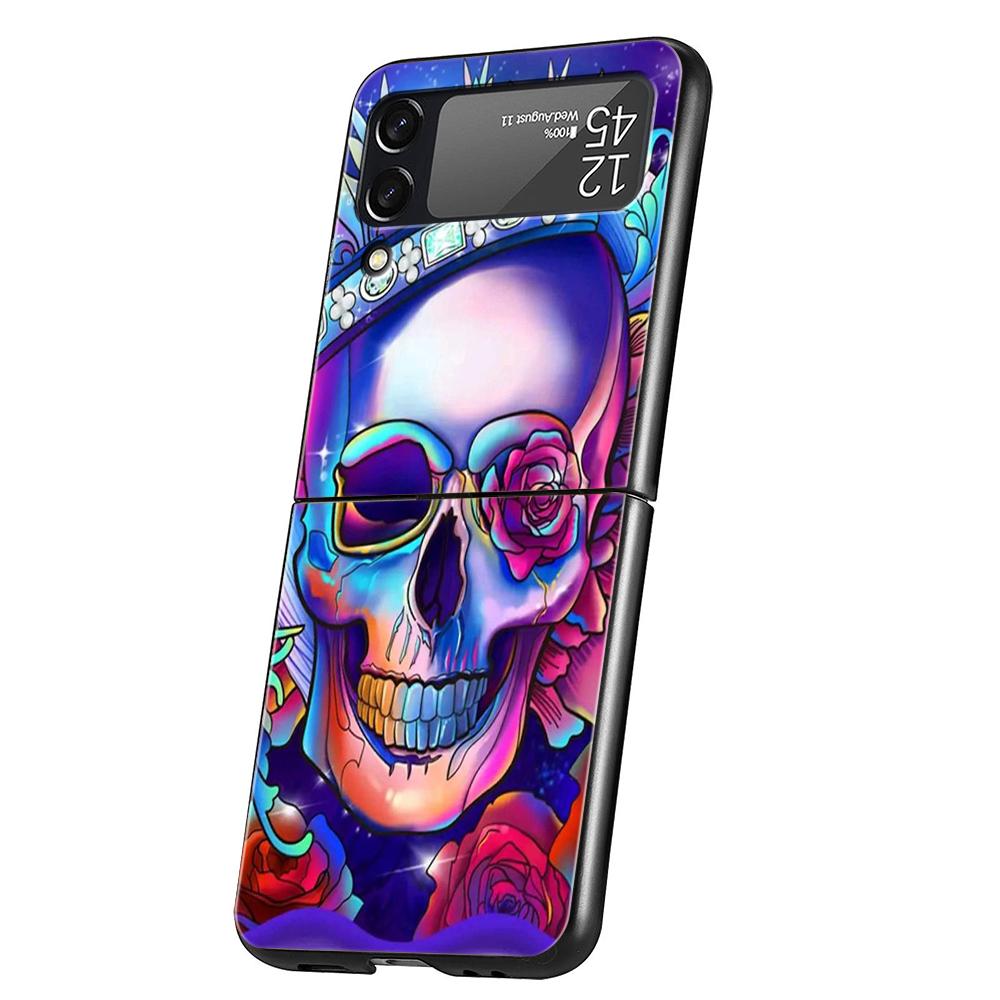 

Fashion Skull Phone Cover For Samsung Galaxy Z Flip 4 Case Black For Samsung Z Flip 3 Hard PC Luxury Foldable Shell Fundas Coque Z Flip 4