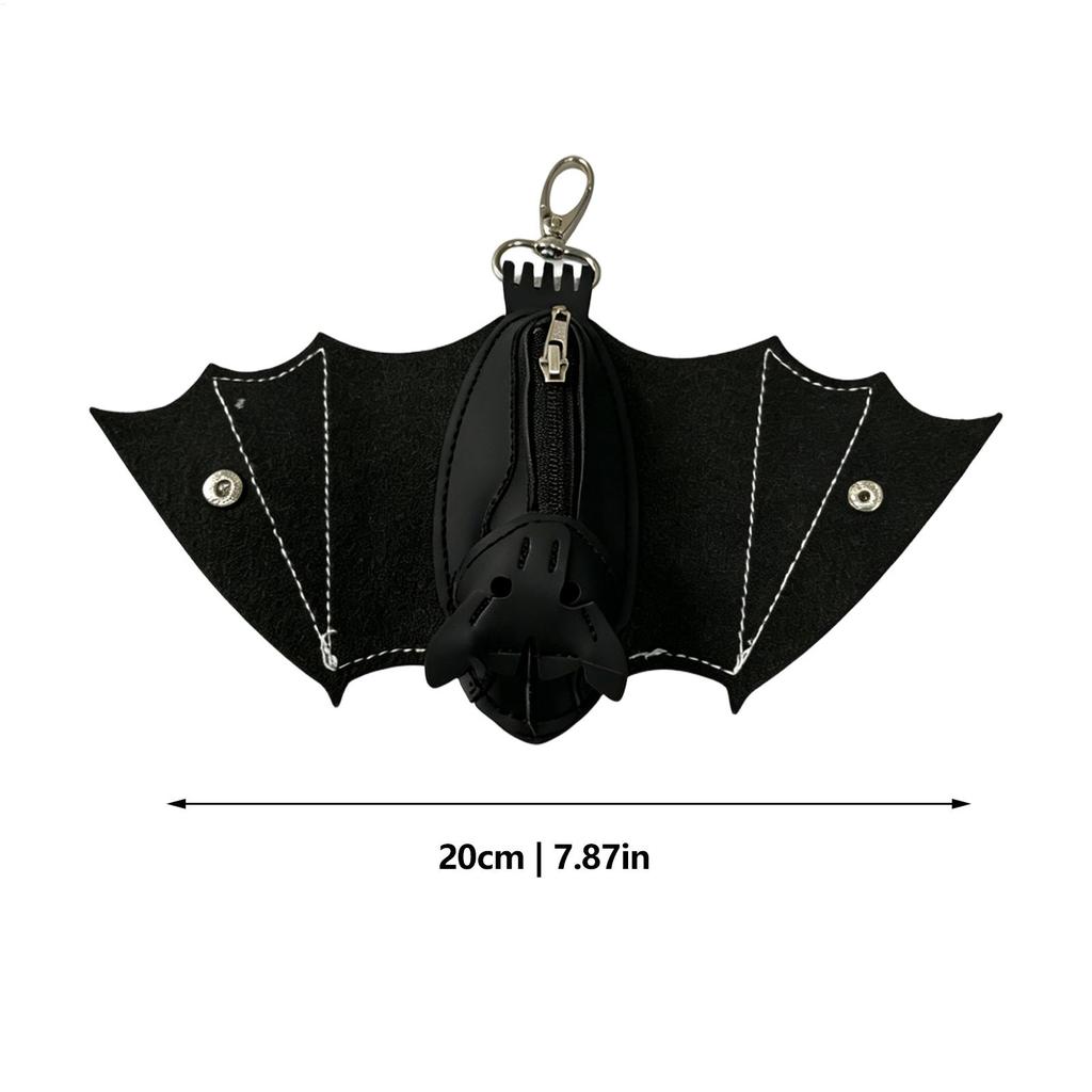 Bat Coin Purse PU Leather Bat Gothic Bag Keychain Change Purse with Foldable Wings for Shopping Travel Work School Events